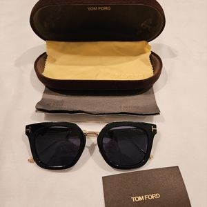 BRAND NEW Tom Ford Alex Sunglasses Black Frame Black Lenses with gold accents